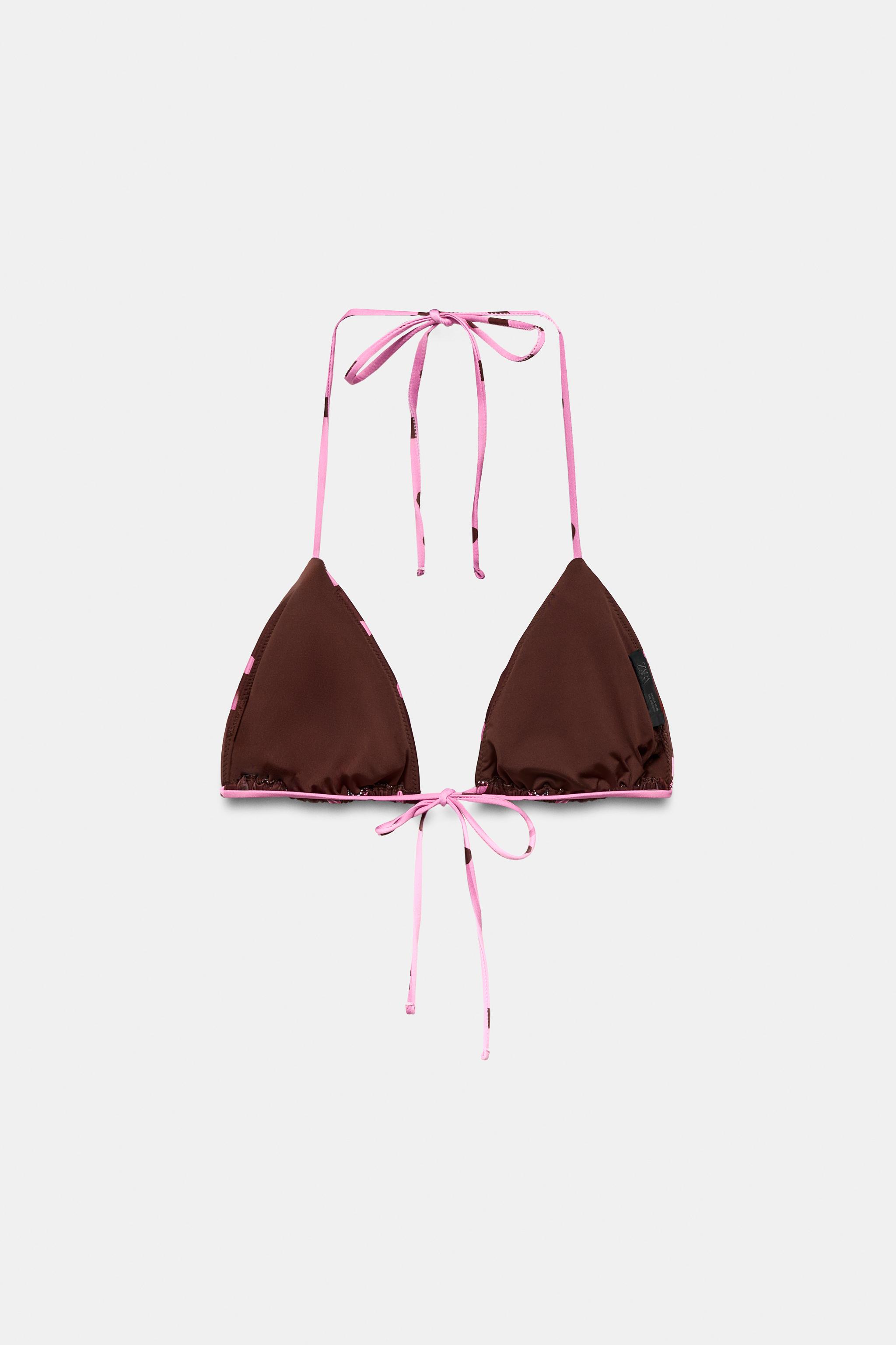HAUT DE BIKINI TRIANGLE IMPRIMÉ À POIS
